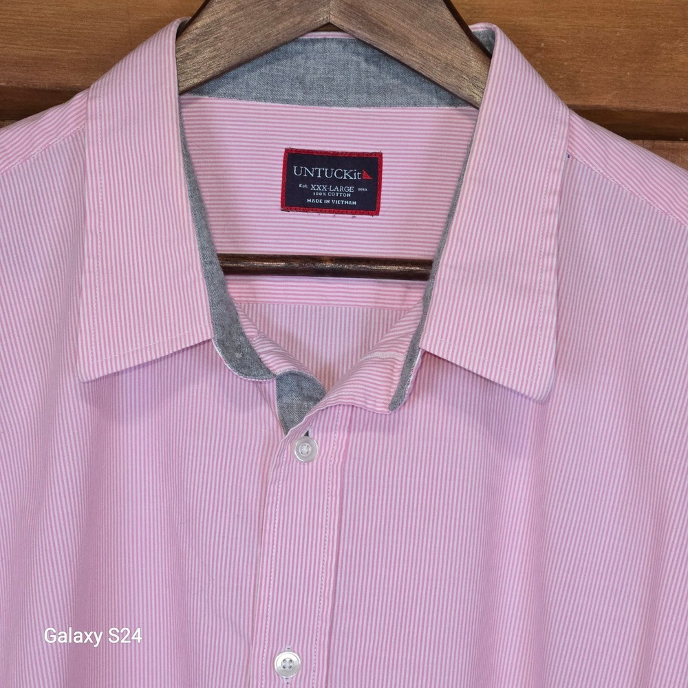 UNTUCKit Men's XXX Large Pink Stripe Long Sleeve Button Up‎ Shirt Cotton